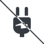 Thin, line, left, horizontal, mirror, prohibited, electricity, plug, charge, charger, electric, electrics, electrical, plug-alt icon