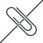 Thin, line, left, prohibited, paper, clip, attachment, paper-clip, paper-clip-thin icon