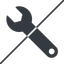 Thin, line, left, prohibited, spanner, wrench, tool, mechanics, mechanical, repair, spanner-solid icon