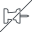 Thin, line, left, prohibited, thumbtack, pin, unpin, thumbtack-thin icon