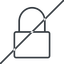 Thin, line, horizontal, mirror, prohibited, secure, safe, padlock, locked, lock, lock-thin icon