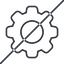 Thin, line, horizontal, mirror, setting, config, gear, wheel, settings, cog, prohibited, settings-thin icon