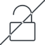 Thin, line, horizontal, mirror, prohibited, unlocked, secure, safe, padlock, unlock, unlock-thin icon