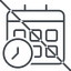 Thin, line, prohibited, date, schedule, event, timetable, calendar, clock, time, meeting, hour, minute, hours, minutes, deadline, calendar-clock, calendar-clock-thin icon