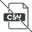 Thin, line, prohibited, file, sheet, data, row, spreadsheet, record, csv, delimiter, column, import, export, tabular, field, excel, calc, file-csv-thin icon