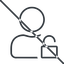Thin, line, user, man, woman, person, prohibited, unlocked, secure, safe, padlock, unlock, user-unlock, user-unlock-thin icon