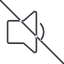 Thin, line, up, prohibited, speaker, volume, mute, unmute, music, sound, loudspeaker, volume-1-thin icon