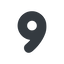 Line, down, wide, number, font, digit, six-wide, 9, nine icon