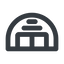 Line, wide, space, plane, airplane, helicopter, warehouse, hangar, aircraft, aviation, military, aerospace, hangar-wide icon