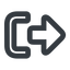 Line, up, wide, sign, log, out, logout, log-out, upload, signout, connection, go-out, disconnect, sign-out-wide icon