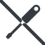 Line, down, wide, prohibited, tool, mechanics, mechanical, repair, screwdriver, screw, screwdriver-solid icon