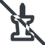 Line, down, wide, prohibited, thumbtack, pin, unpin, thumbtack-wide icon