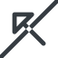 Line, left, wide, arrow, prohibited, corner, arrow-corner-wide icon