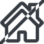 Line, wide, horizontal, mirror, home, house, chimney, prohibited, house-wide icon