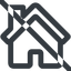 Line, wide, home, house, chimney, prohibited, house-wide icon